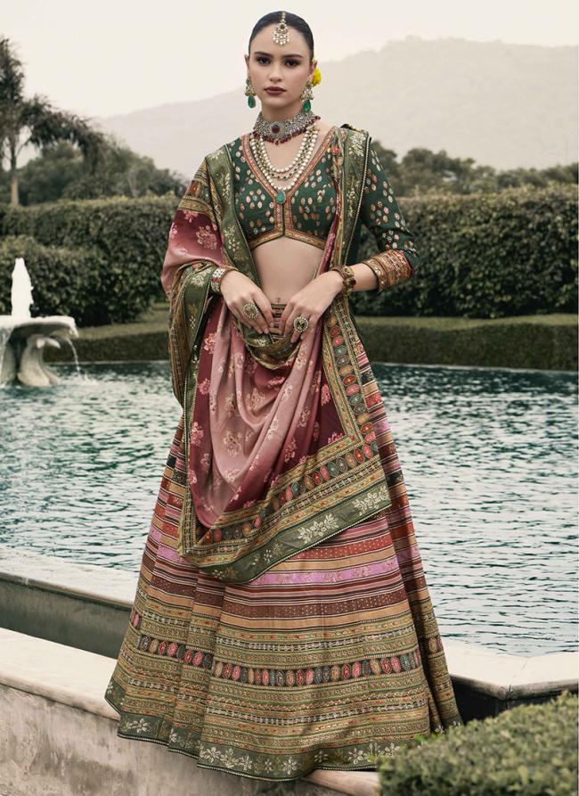 Silk Green Bridal Wear Embroidery Work Readymade Lehenga Choli